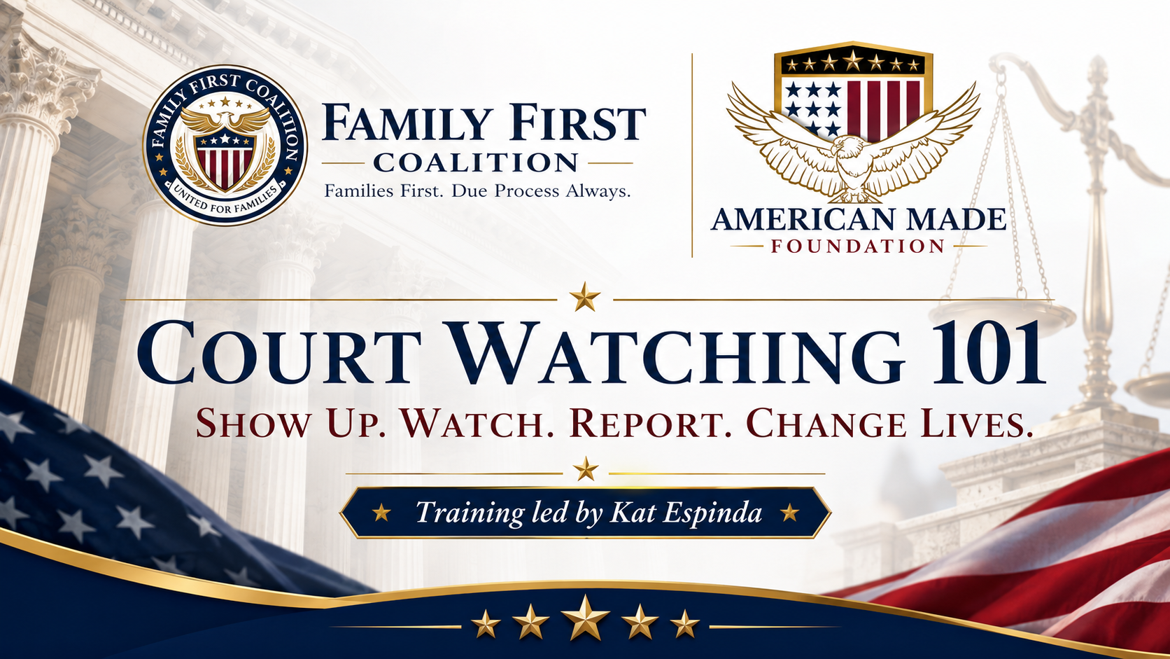 Court Watching 101 — Show Up. Watch. Report. Change Lives. Training led by Kat Espinda.